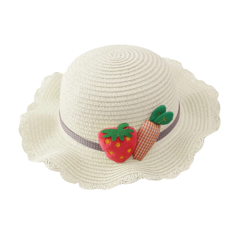 Hat Bag Set Wavy Straw Hats Strawberry Radish Cap Single Shoulder for Kids Spring Summer Beach H66 | Аксессуары для одежды