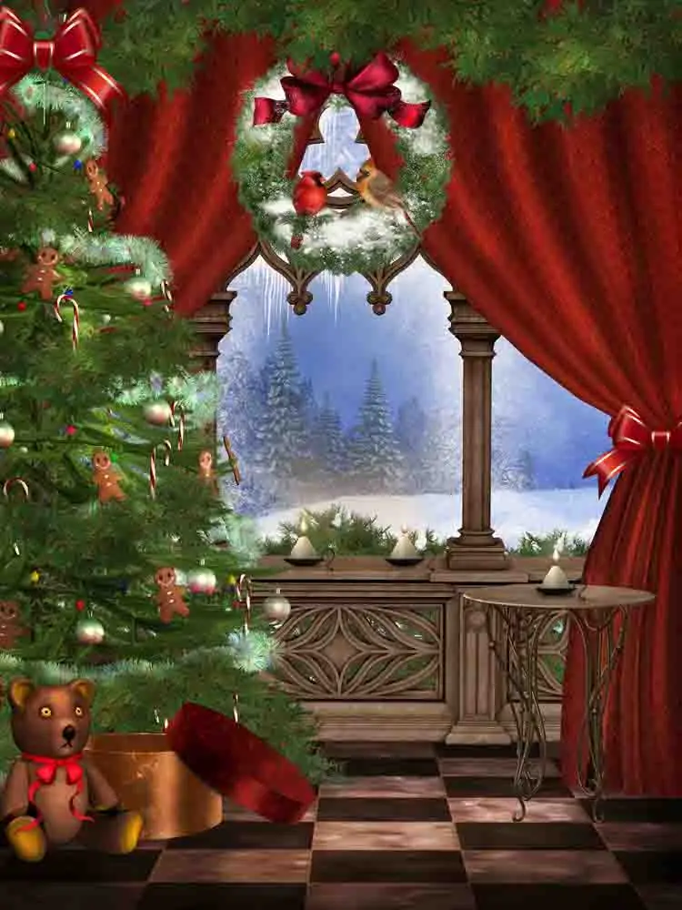

SHENGYONGBAO Vinyl Custom Photography Prop Christmas day Christmas tree theme Photo Studio Background 18012-1258