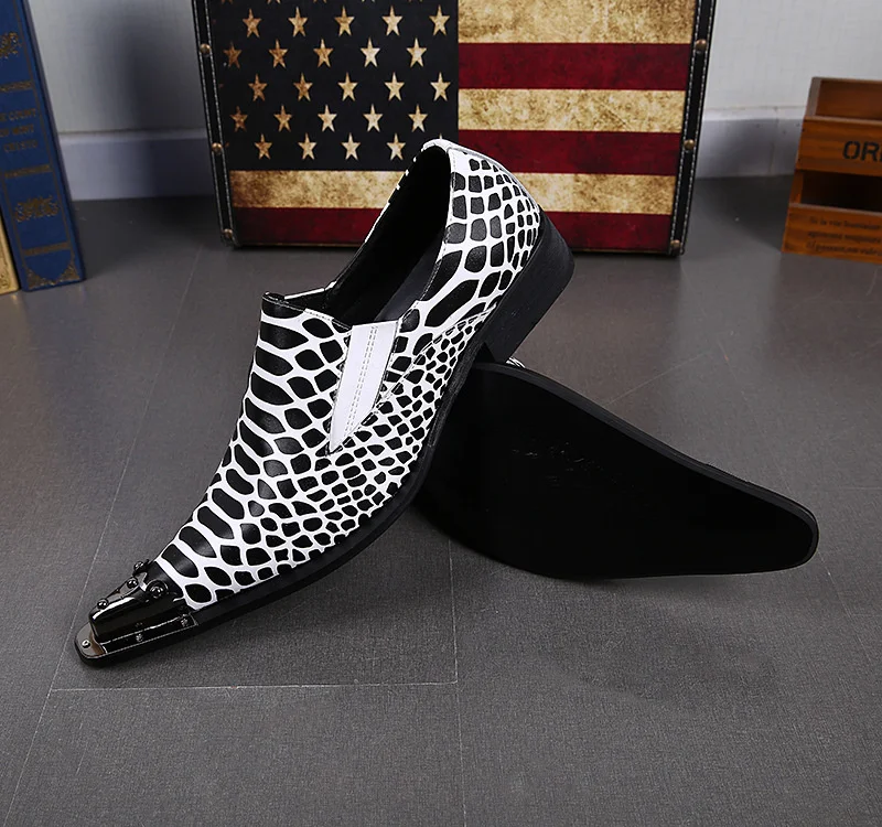 

White Leather Men's shoes business dress men's pointed leather shoes men's fashion foot set wedding shoes hair style