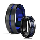 Мужскоеженское кольцо из углеродного волокна, с синим вольфрамовым покрытием, 8 мм