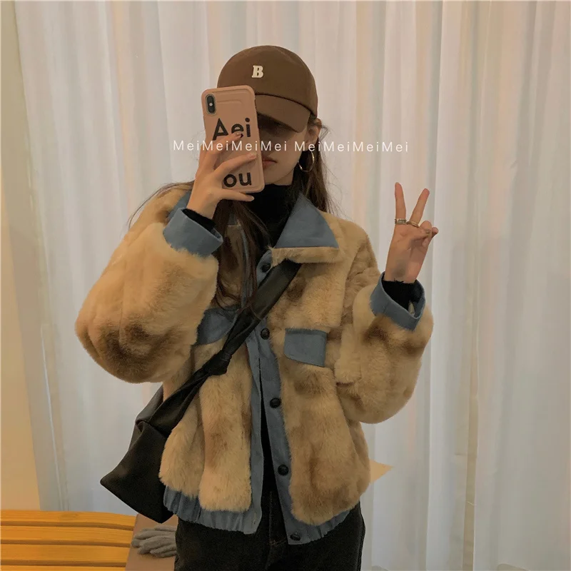 fur coat women thick warm color winter outwear jackets female clothing 8584# | Женская одежда