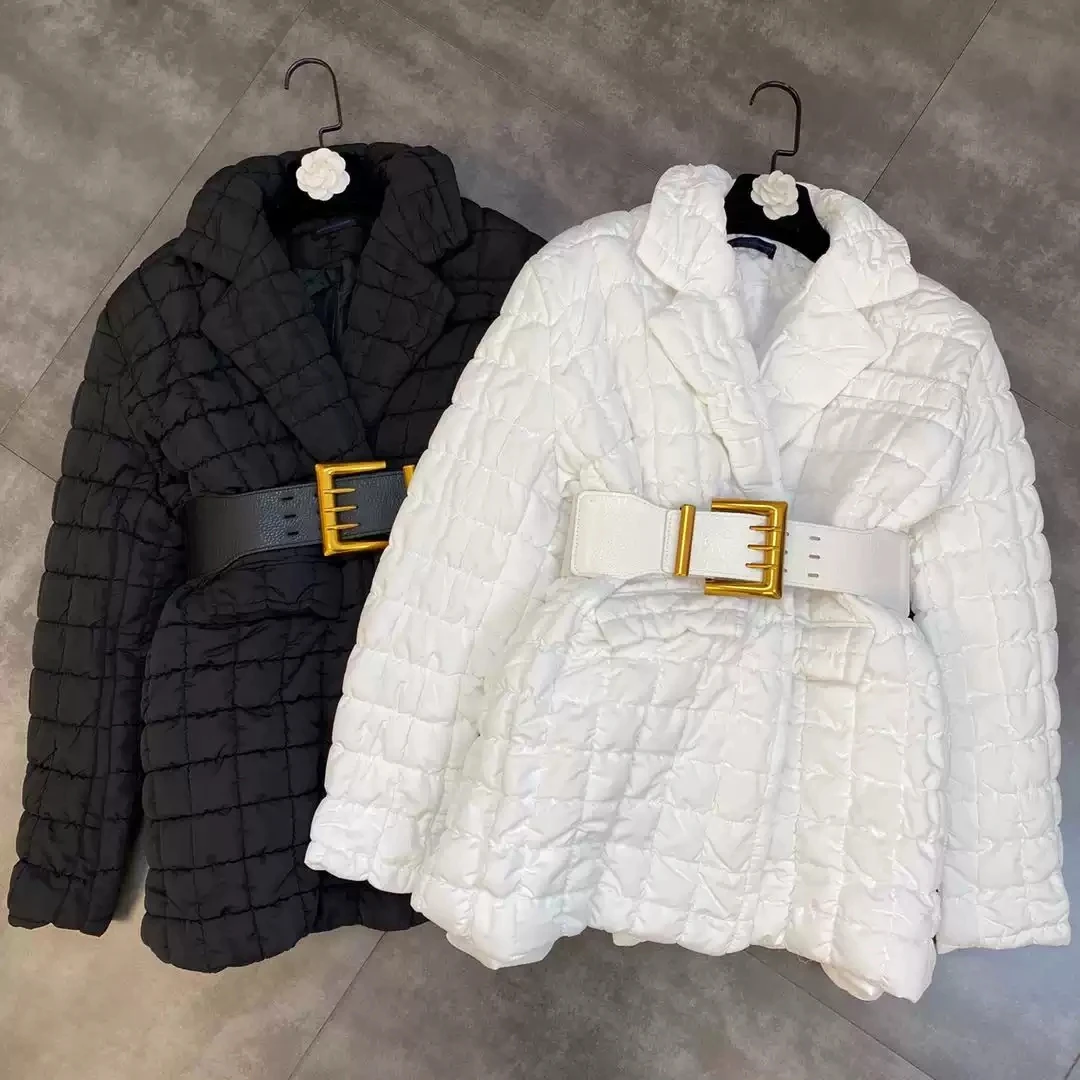 

HIGH STREET Newest 2021 Winter Designer Jacket Women's Plaid Belted Parka Overcoat