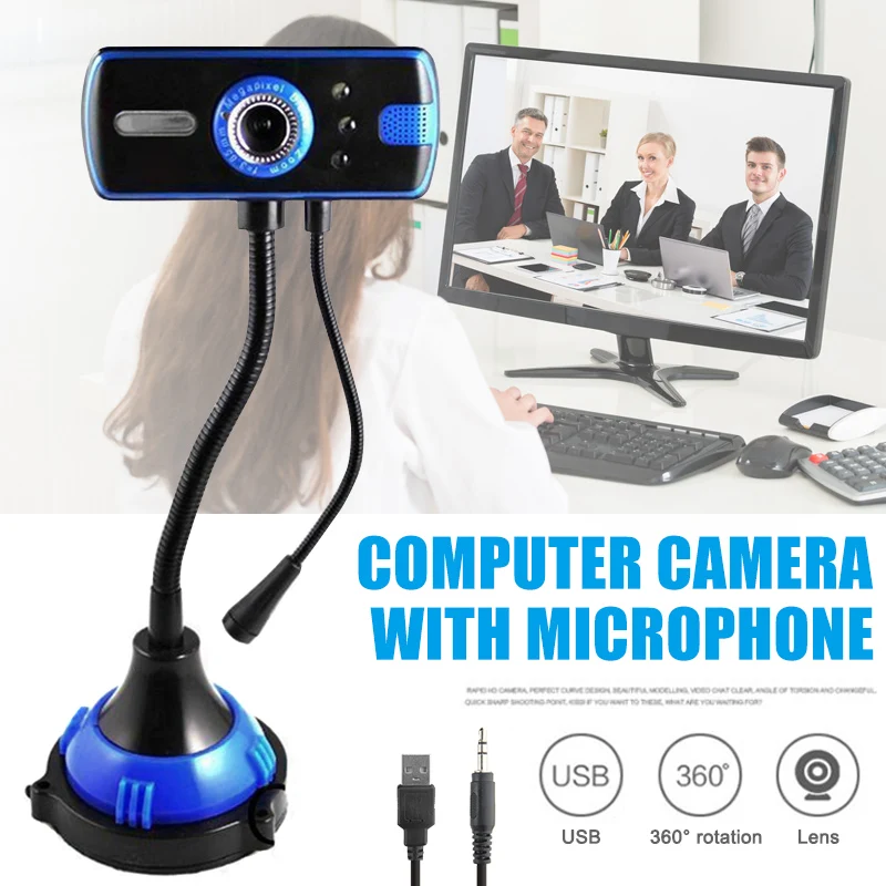 

PC Webcam 480P Full HD Webcam USB Laptop Desktop Webcam Live Streaming Webcam with Microphone @M23