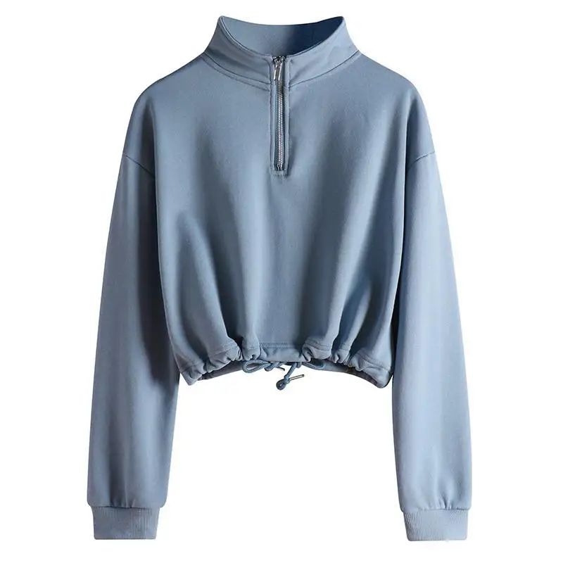 

2021 Spring Autumn Bf Style Hoodie Casual Loose Long Sleeve Turtle Neck Pullovers Streetwear Draw String Solid Color T Shirt