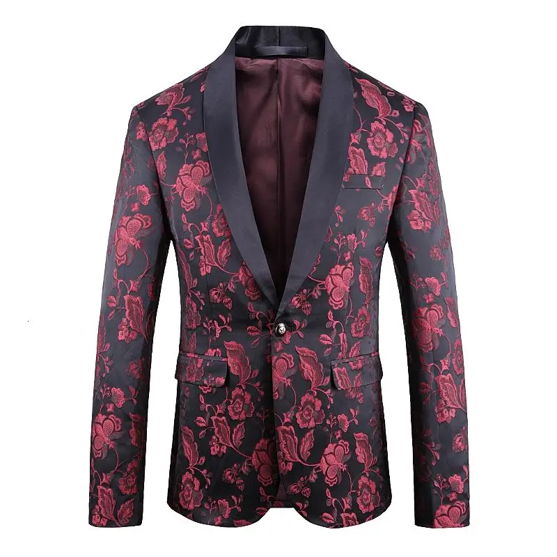 

2021 Spring Groom Wedding Blazer Jacket Jacquard Bronzing Floral Blazer Men Party Stage Singer Costume Homme Blazers Para Hombre