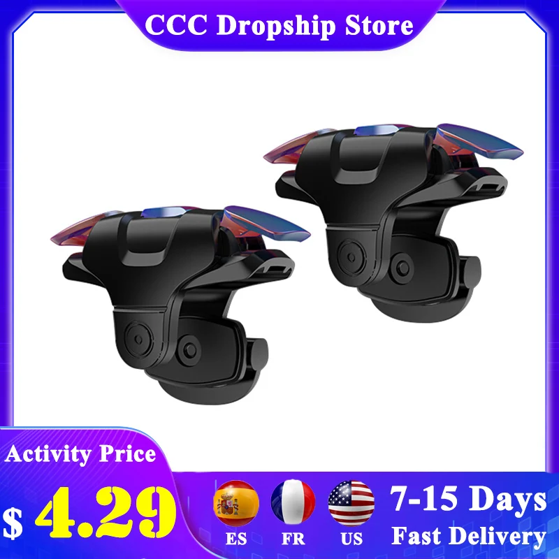 

2pcs Mobile Phone Game Shooter Controller Sensitive Game Triggers for Android iOS PUBG Four-finger shooting assist button