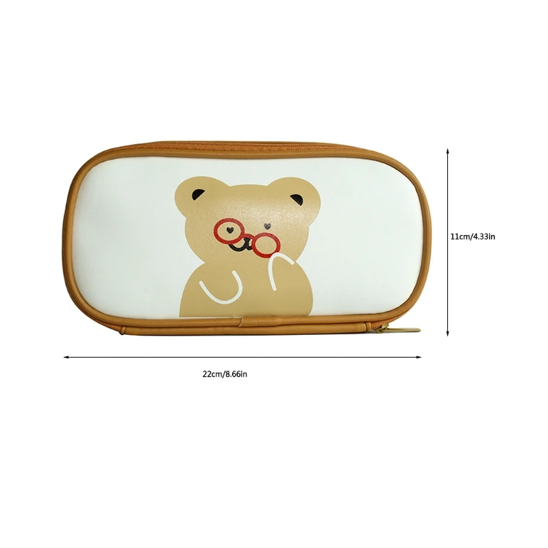 

Kawaii Bear Leather Pencil Case Large Capacity Pen Bag Stationery School Supply