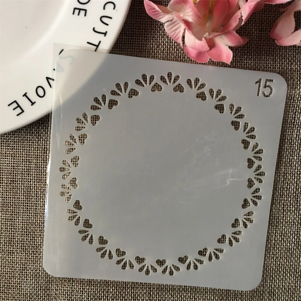 Небольшие сердца 13 см круглые трафареты для самостоятельного нанесения слоев