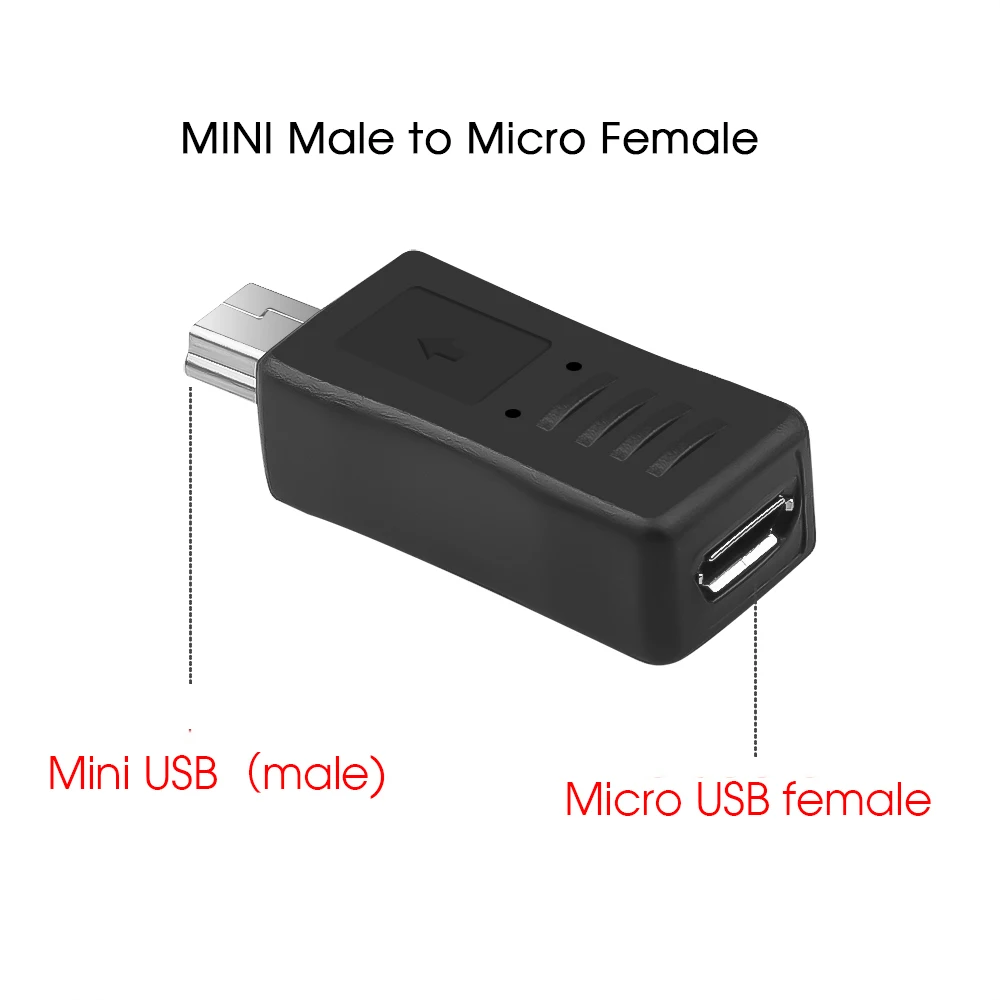 Переходник kebidu с Micro USB Мама на Mini папа черный адаптер коннектор для зарядки