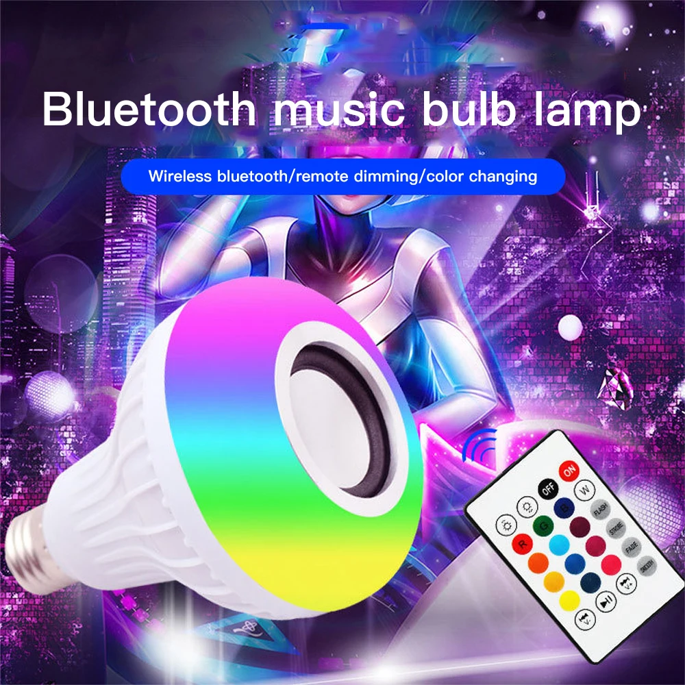 Смарт Беспроводной Bluetooth лампочки с ампулой Светодиодная лампа E27 220V RGB