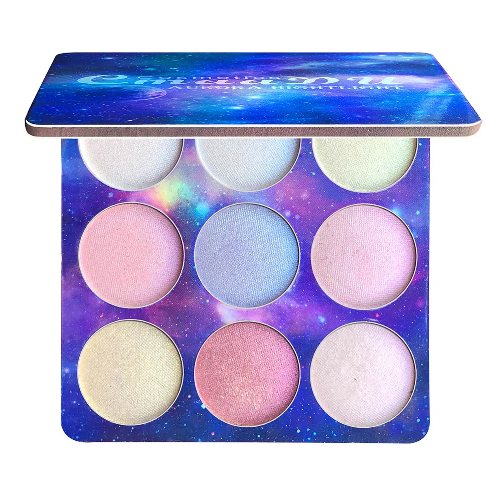 

9-color eyeshadow palette with high pigment highlighter powder with slight shimmering facial contour contouring eyeshadow palett