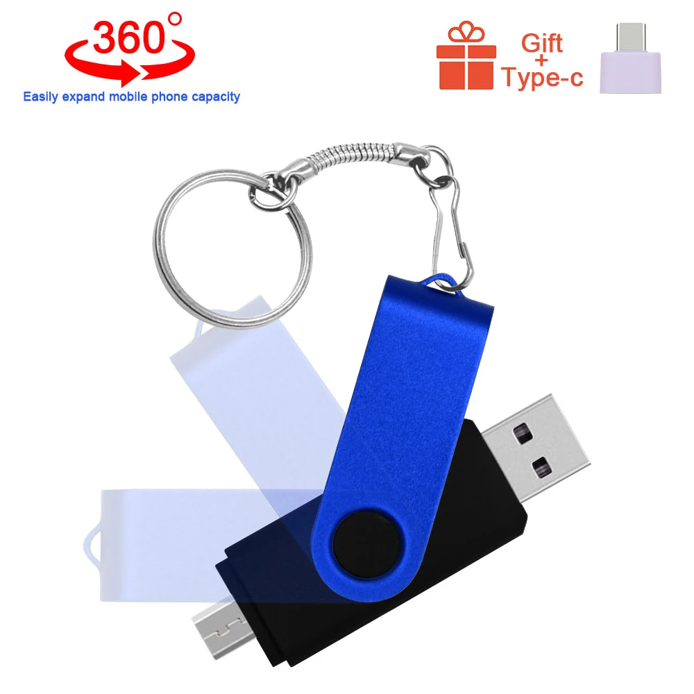 Металлический OTG 3 в 1 флэш накопитель + Type C 256 ГБ 128 64 флеш 32 Usb 16 8 флешка диск с
