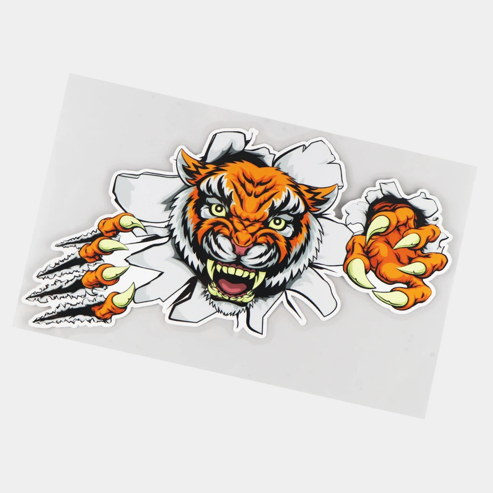 

JuYouHui Exterior Accessories Decal The Ferocious Tiger Breaking The Wall Cartoon Personality Car Body Decoration Stickers