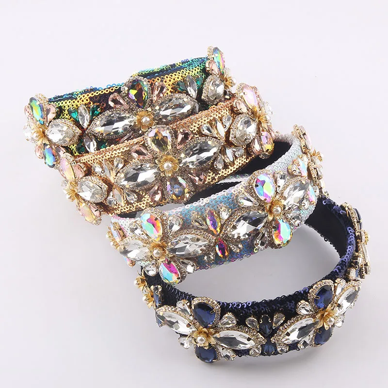 

New Style Baroque Headband Fashion Gemstone Headband Ladies Prom Hair Accessories Shiny Headwear Bedazzler