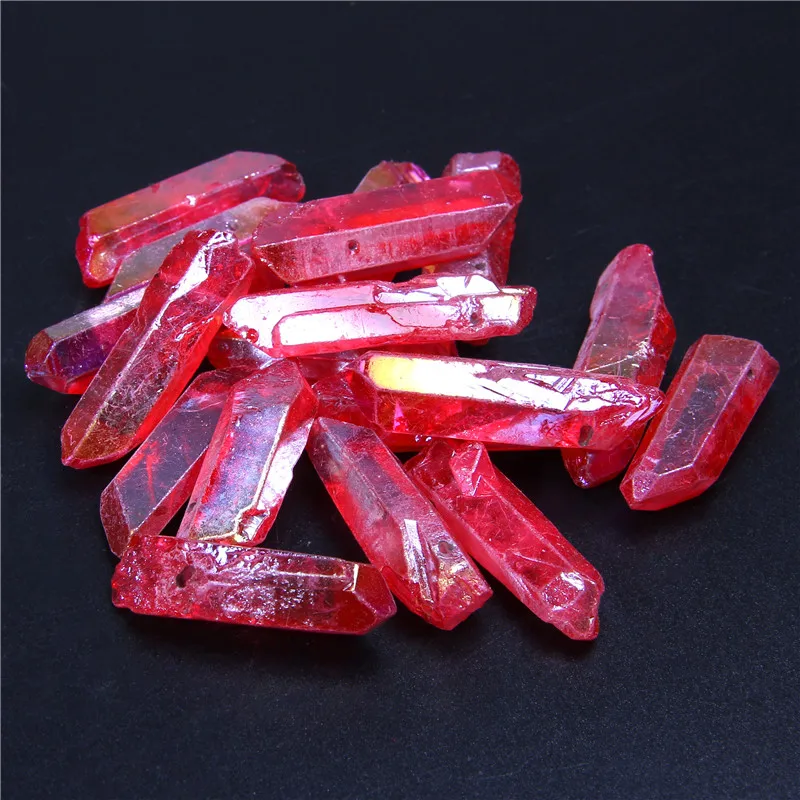 40mm 10PCS Raw Red Quartz Crystal Top Drilled Stick Beads Rock Point Pendant Jewelry Making Diy | Украшения и аксессуары
