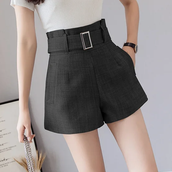 Элегантные шорты с высокой талией для женщин летние женские широкими штанинами