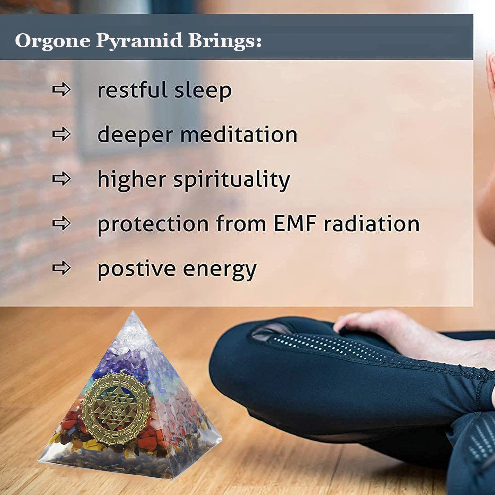 

6cm Pyramid Amethyst Peridot Healing Crystal Energy Generator Blanacing Orgonite Pyramide Emf Protection Meditation Yoga Tool