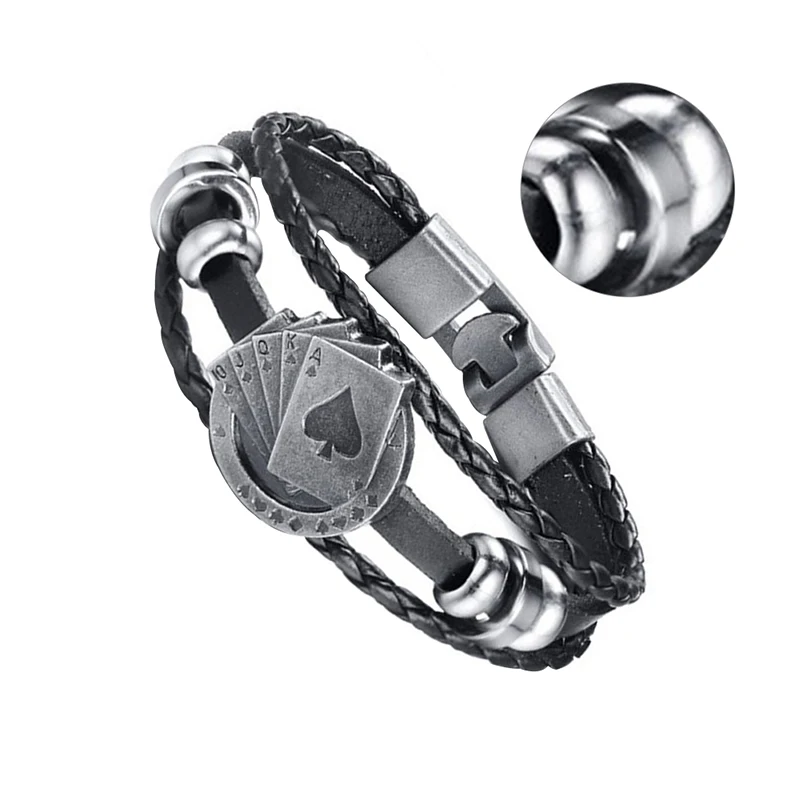 Мужской и женский кожаный браслет Vnox винтажный многоуровневый плетеный Raja Vegas со