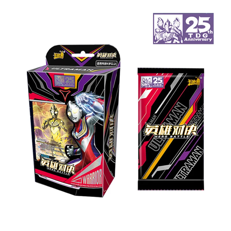 

Original Ultraman 25th Anniversary Gift Box Tiga Anime Character Collection Bronzing Barrage Flash Cards Table Toys Child's gift