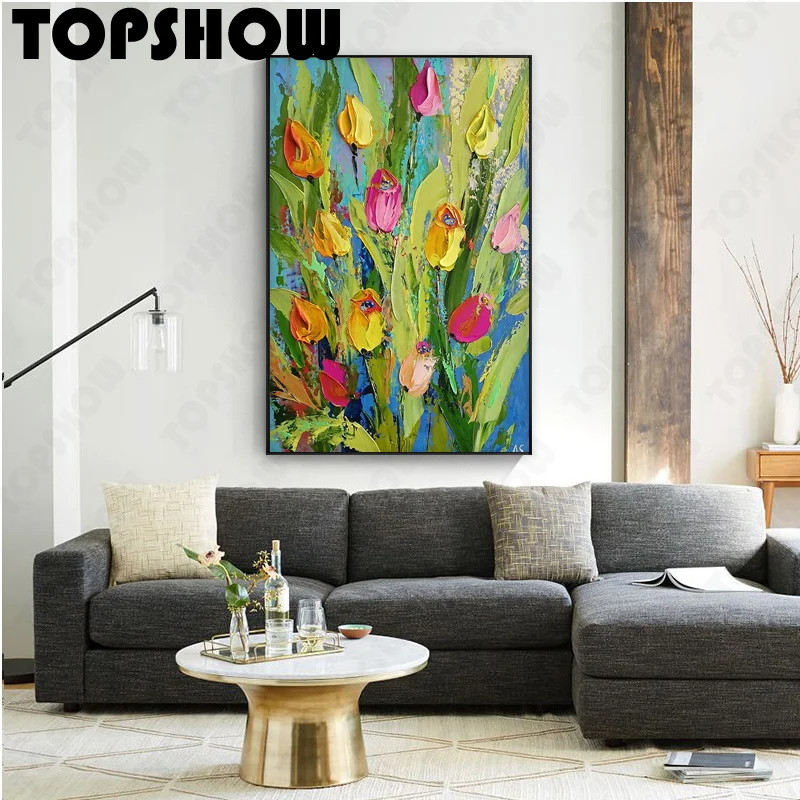 

Нож для цветов масляная большая оригинальная ручная роспись Абстрактная масляная живопись ручной работы масляная живопись настенное иску...