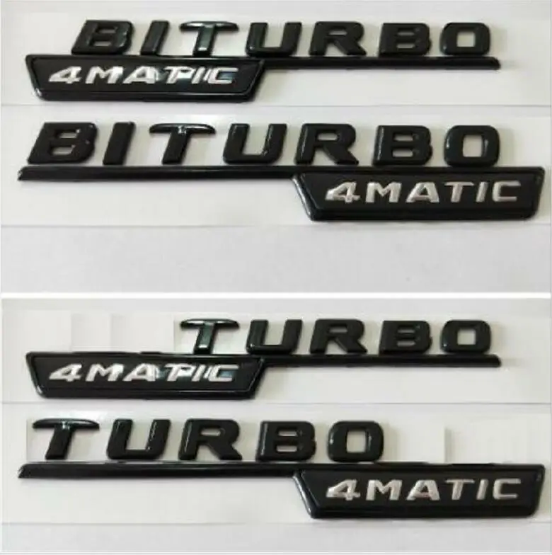 Блестящие черные эмблемы для крыльев TURBO4MATIC BITURBO 4matic Эмблемы Mercedes Benz A45 CLA45 GLA45 C43 E43