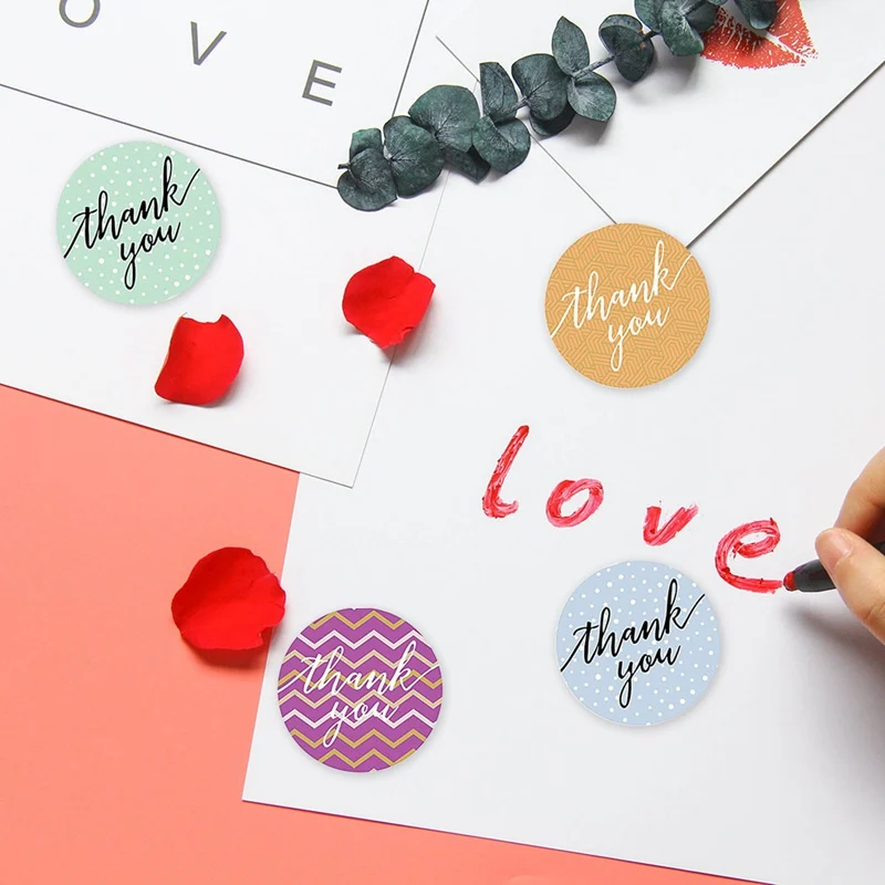 100 шт./лот бумажные этикетки наклейки золотые спасибо для печати ручной работы