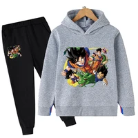 2021 autumn and winter anime dragon ball z childrens fashion street hoodie and pants suit casual jogging sweatshirt