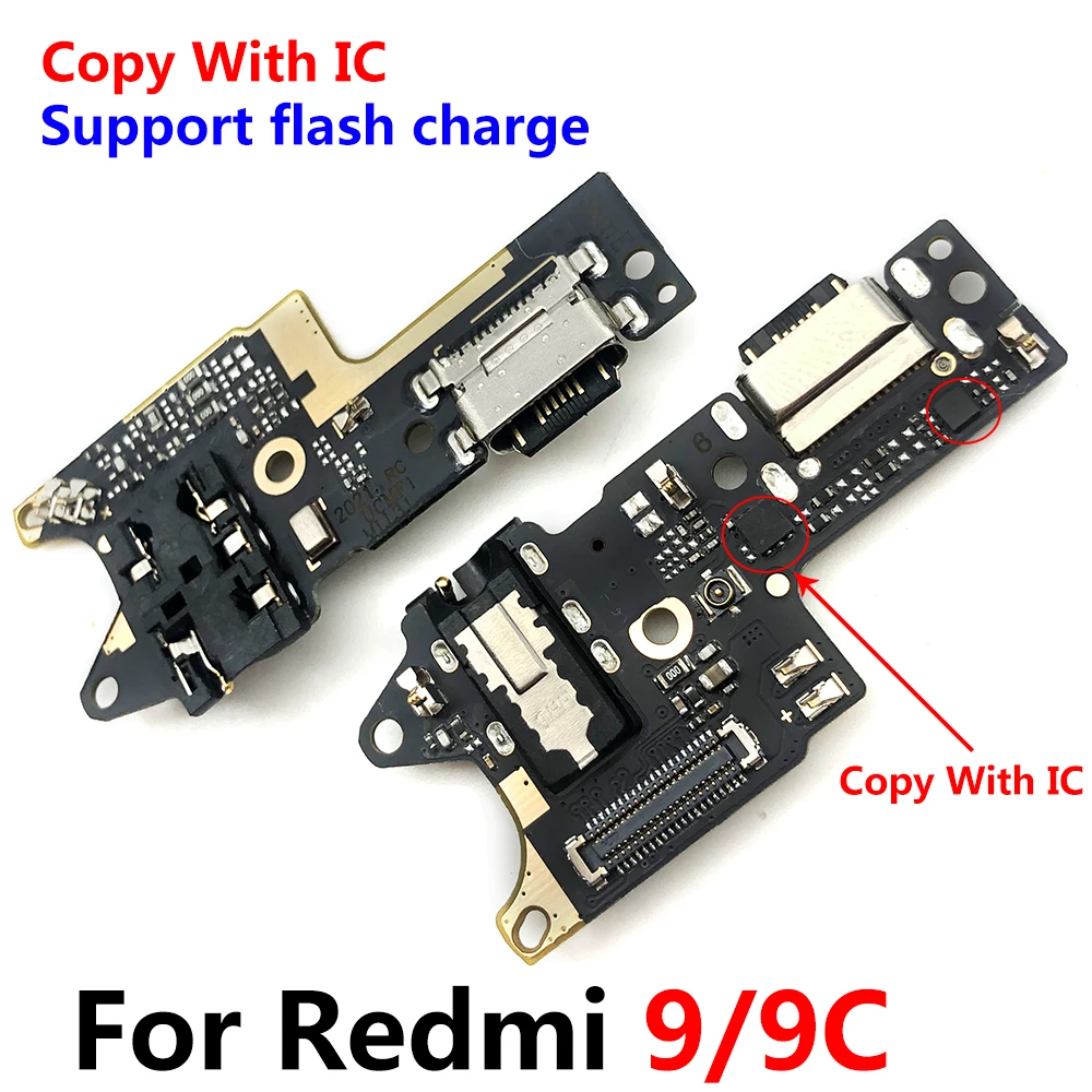 

Новая плата USB для зарядного порта, гибкий кабель, соединительные детали для Xiaomi Redmi 9 9C, микрофонный модуль, копия с IC