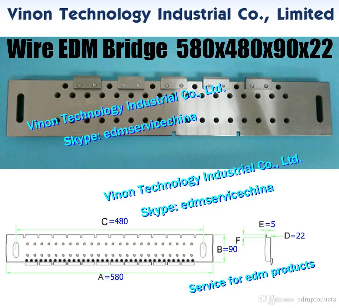 

Wire EDM Bridge L=580x480x90x22+5Lmm VS33, Precision Wire-cut Bridge 580mm Long Stainless Steel edm jig tools ruler for wire edm