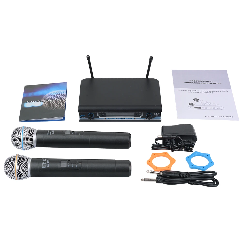 

EYK UHF Wireless Handheld Microfone System for Indoor use All-metal handheld Transmitter Fixed frequency Wireless Microphone set