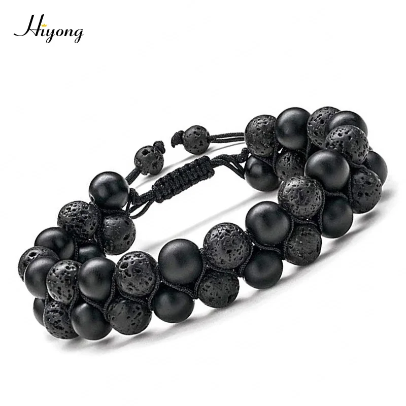Lava stone Bracelet HIYONG тигровый глаз и лавовый камень рок эфирное масло диффузор Браслет натуральные лечебные камни бусины браслет 8 мм регулируемые браслеты для мужчин - Окраска металла: Lava stone Bracelet
