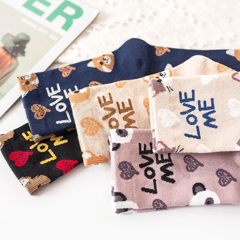 

Kawaii Panda Dog Girl Socks Female Ladies animal High Quality Socks Sports Women's Socks Letters Animal Tide Socks Gifts