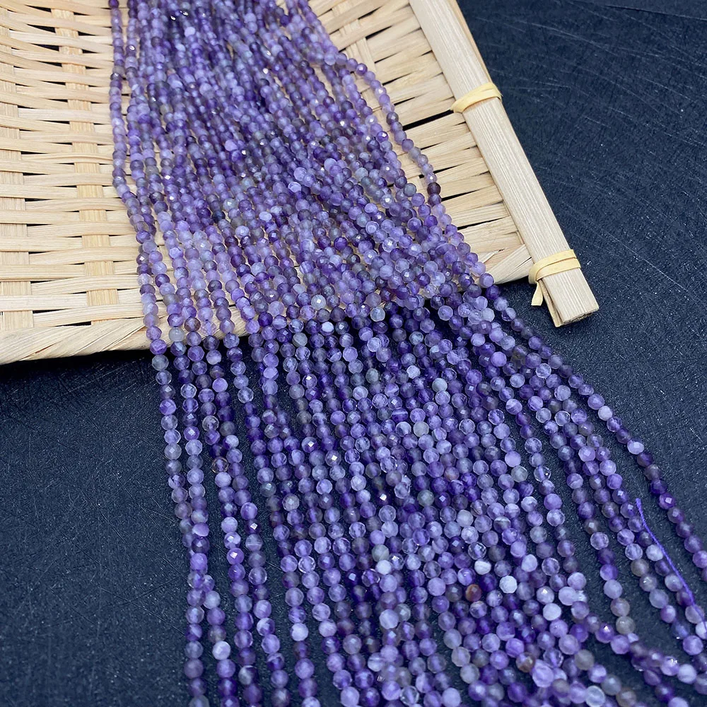 

Natural Small Amethyst Beads 2/3/4 Mm Multi-faceted Loose Beads for Jewelry Making DIY Women's Bracelet and Necklace Accessories