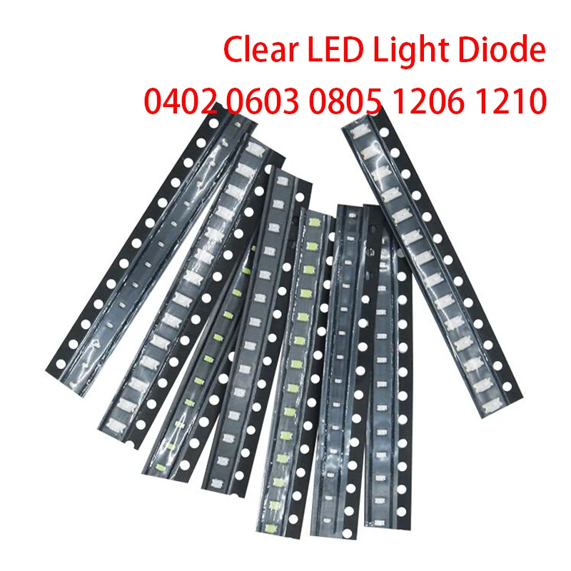 

100pcs 0402 0603 0805 1206 1210 smd led Red Yellow Green White Blue light emitting diode Clear LED Light Diode Set