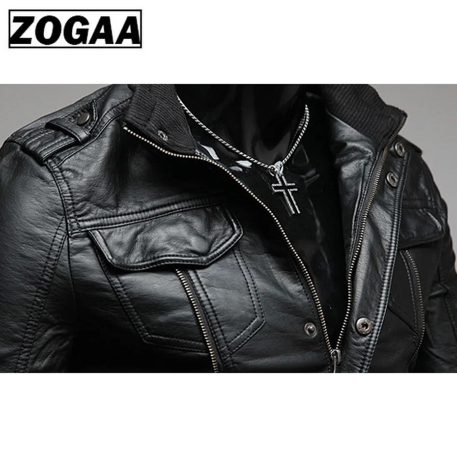 ZOGAA 2021 Hot Sale Gentlemen Cavalier PU Leather Jacket Vintage Retro Moto Faux Punk Leather Jackets Motorcycle Clothing Coats