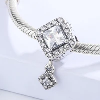 high quality fashion diamond hollow rhombus diy s925 sterling silver custom charms bead bangle gift for girlfriend and lover
