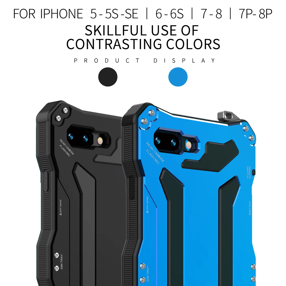 3-Proofs металлический+ силиконовый чехол для Apple iPhone 6 6S 7 8 Plus жесткий чехол военный класс чехол Оболочка Полная защита Спорт