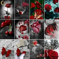 5d diamond painting red roses cross stitch full drill square diamond embroidery flowers mosaic picture of rhinestones home decor