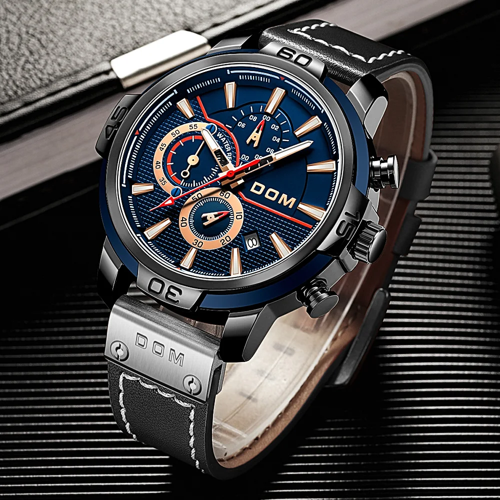 Мужские модные часы DOM 2020 в спортивном стиле для плавания водонепроницаемые с