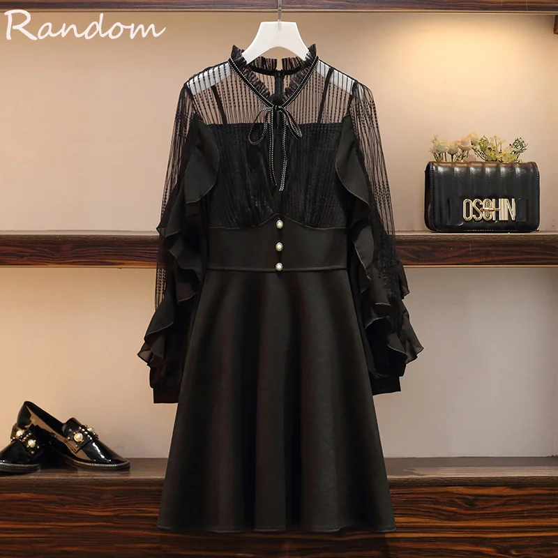 Осеннее винтажное Черное вечернее платье для женщин 2020 Большие размеры