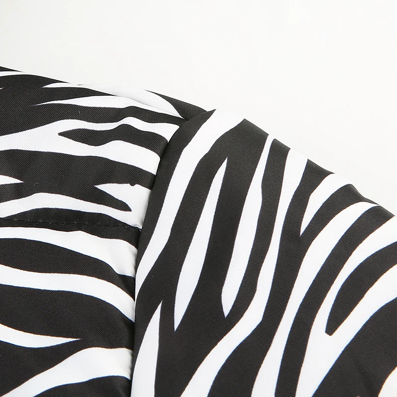 

TiLeewon Animal Print Parka Winter Jackets Woman Turtleneck Long Sleeve Cropped Jackets Fashion Warm Zipper Outwears Cute