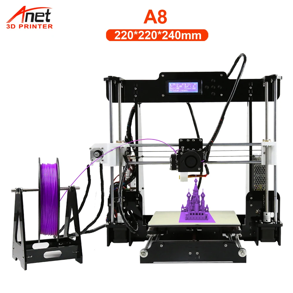 Anet A8 Настольный FDM DIY 3D принтер с картой памяти Micro SD Карта USB Онлайн/Автономная