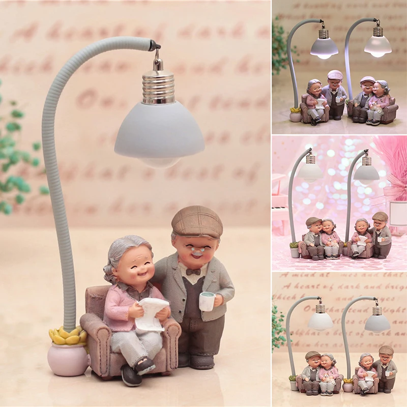 

2021 Creative Couple Night Light Ornament Cartoon Painted Resin Crafts for Home Living Room Bedroom Decoration
