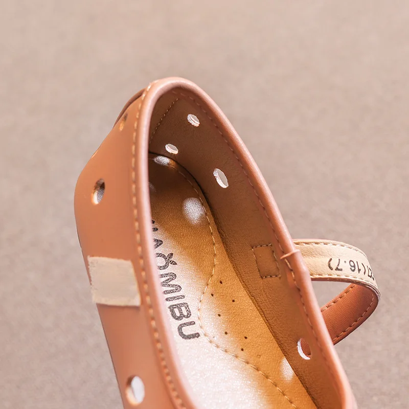 Весенняя детская обувь принцессы Обувь из искусственной кожи на плоской подошве