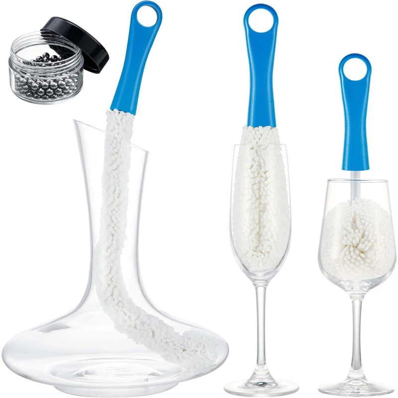

Wine Decanter Cleaning Brush Flexible Bottle Scourer with Stainless Steel Cleaning Balls Cleaning Tools for Goblets/Cups/Glasses