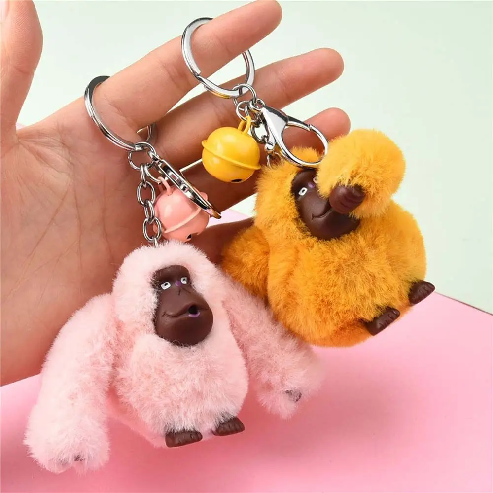 

Fluffy Plush Monkey Gorilla Doll Keychain Soft Pompom Bell Plush Doll Keychain For Women Kids Couple Student Bag Pendant Gift