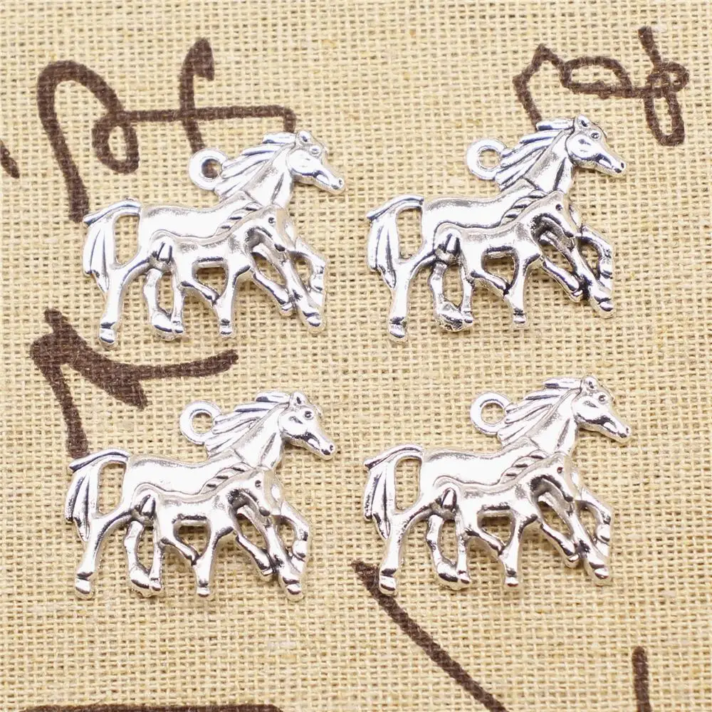

Craft For Jewelry Findings Components 5pcs 28x23mm Antique Silver Color Mother And Child Horse Charms