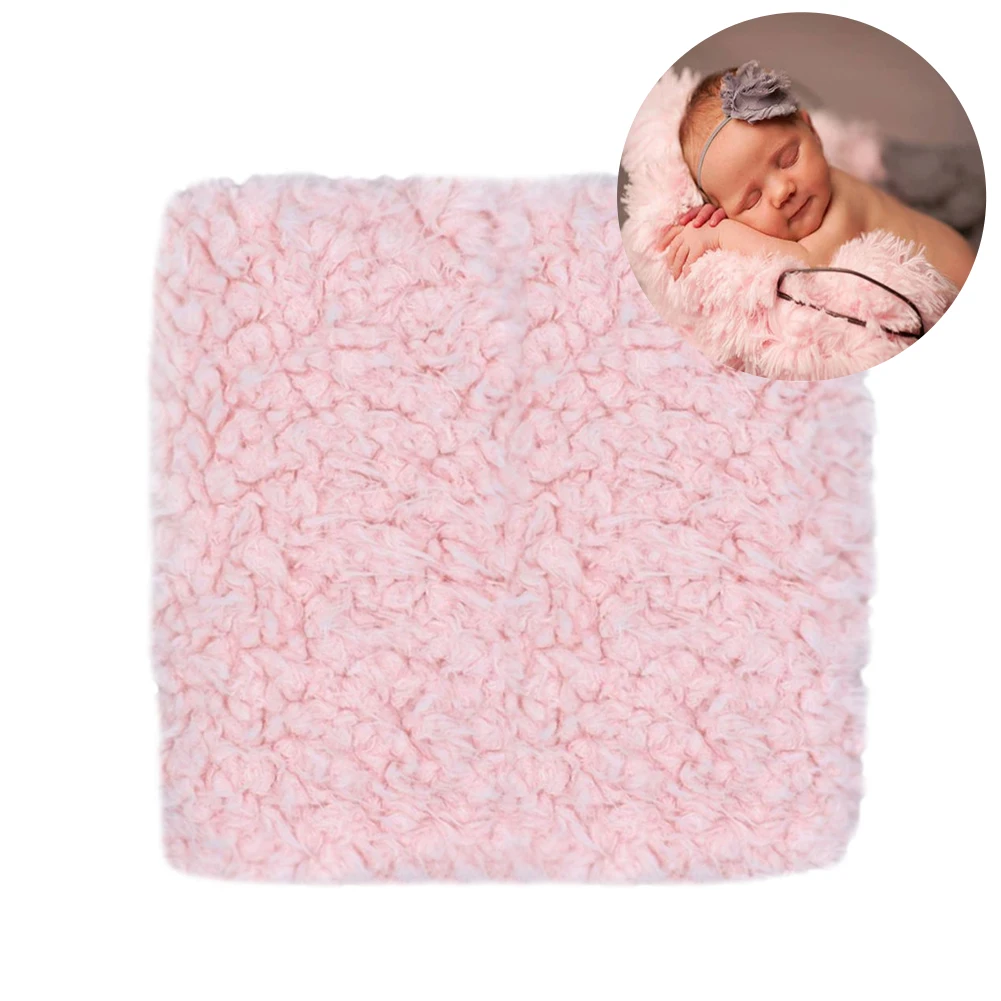 Baby Blanket Newborn Wrap Soft Photography Props Unisex Stuffer Warm Faux Fur Solid Backdrop Mat Square Rug | Мать и ребенок