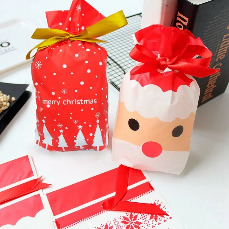 Подарочные пакеты с надписью &quotMerry Christmas&quot &quotСанта Клаус&quot &quotконфеты елками&quot