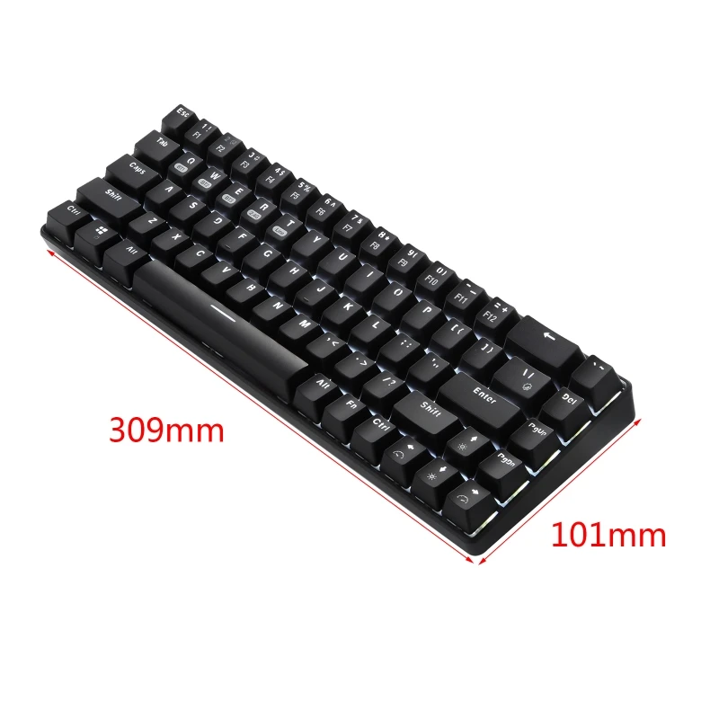 

68 Keys Bluetooth 5.0/2.4G/Wired Three Connection Mode Type-C LED Backlit Mechanical Keyboard for PC Desktop Laptop Mac